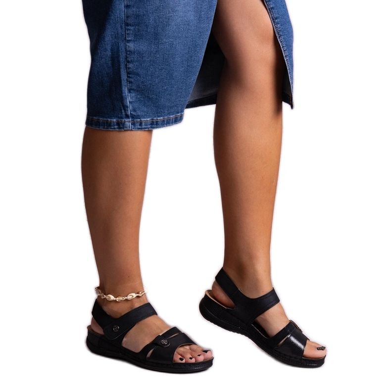 Crne Huri sandale s platformom crno