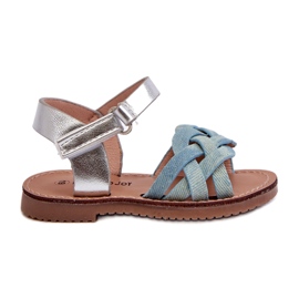 Plave dječje sandale s čičak kopčanjem i isprepletenim remenčićima plava