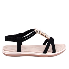 Haezz crne sandale s ukrasnim cirkonima crna