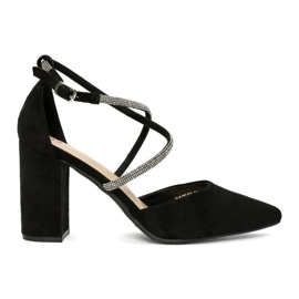 Crne salonke od brušene kože sa šljokicama crna