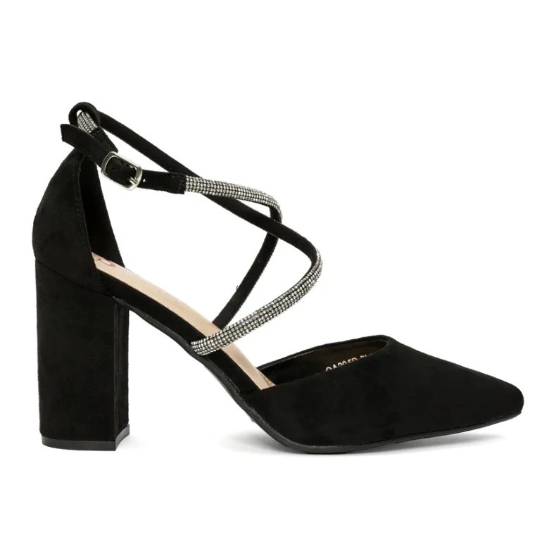 Crne salonke od brušene kože sa šljokicama crno