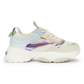 Raznobojne ženske sportske cipele s debelim potplatom bež