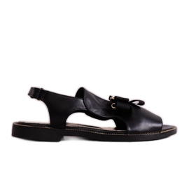 Crne sandale sa mašnom i cirkonima KARINO crna