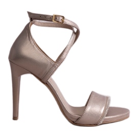 KARINO zlatne sandale na visoku petu zlatni