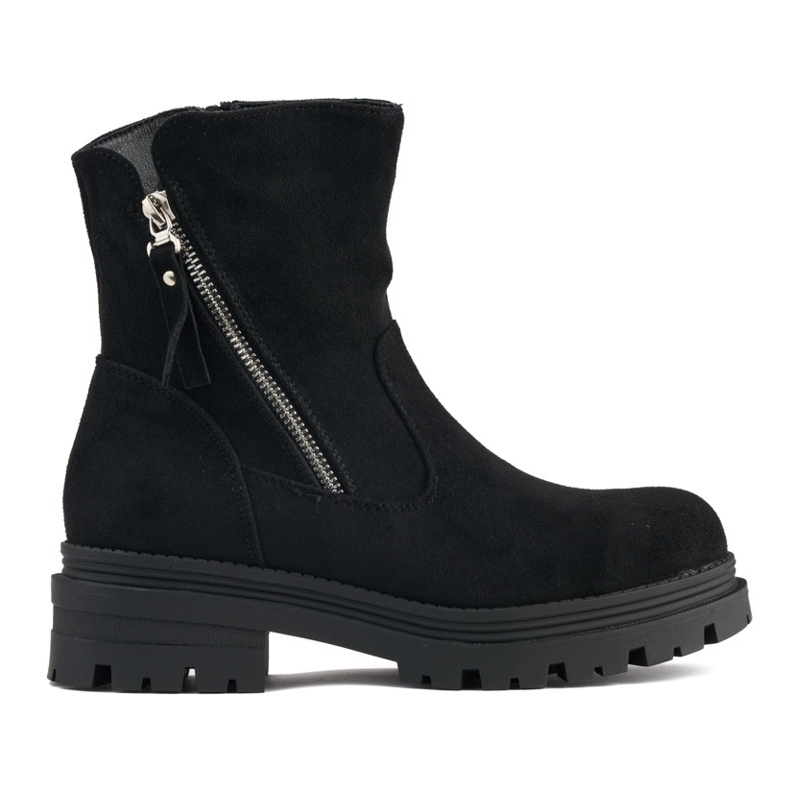 Crne ženske gležnjače s ukrasnim patentnim zatvaračem crno