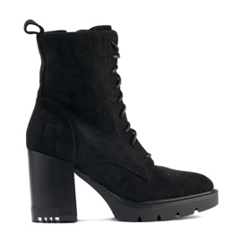 Crne gležnjače od brušene kože na vezanje crna