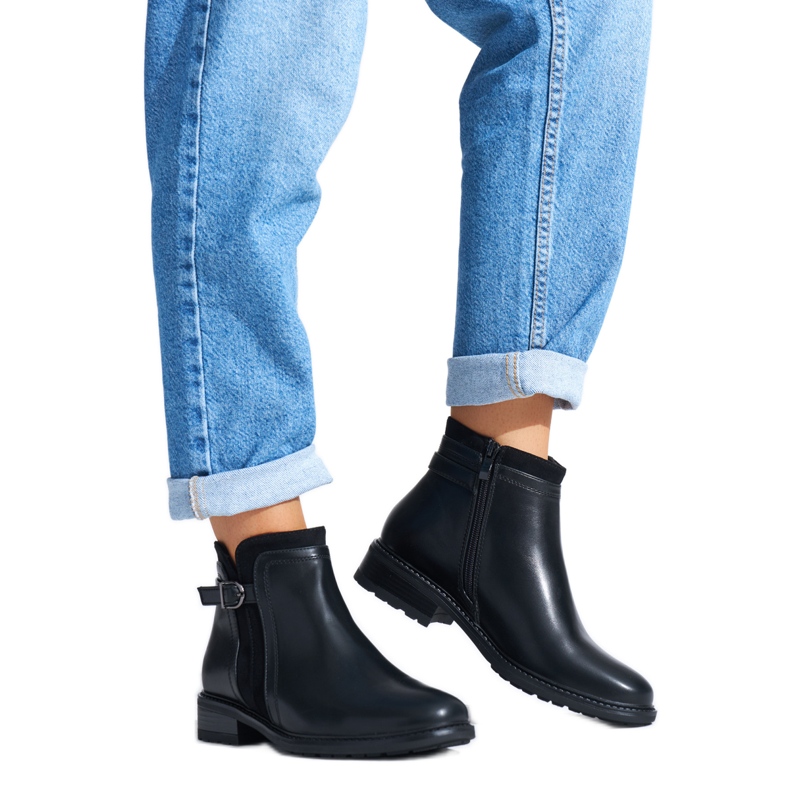 Crne ženske gležnjače na nisku petu crno