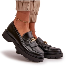 PH2 Ženske mokasine od eko kože sa zlatnim ukrasom, crne Zanita crna