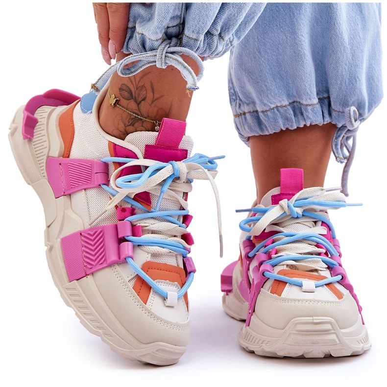 Seastar Modne ženske sportske cipele na vezanje, bež i ružičaste boje