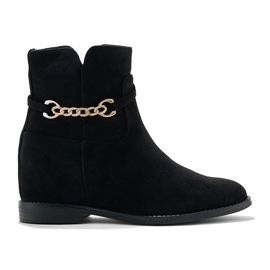 Crne gležnjače od brušene kože s lancem crna