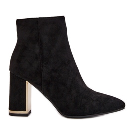 Ženske gležnjače na visoku petu, kopčaju se patentnim zatvaračem, izolirane, eko antilop, crni Mevair crna