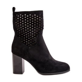 Ženske gležnjače na visoku petu, kopčanje patentnim zatvaračem, crne Meriadne crna