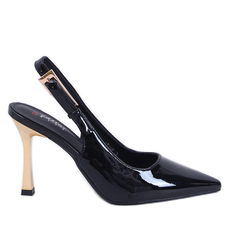 Mariot crne lakirane štikle s otvorenom petom crno