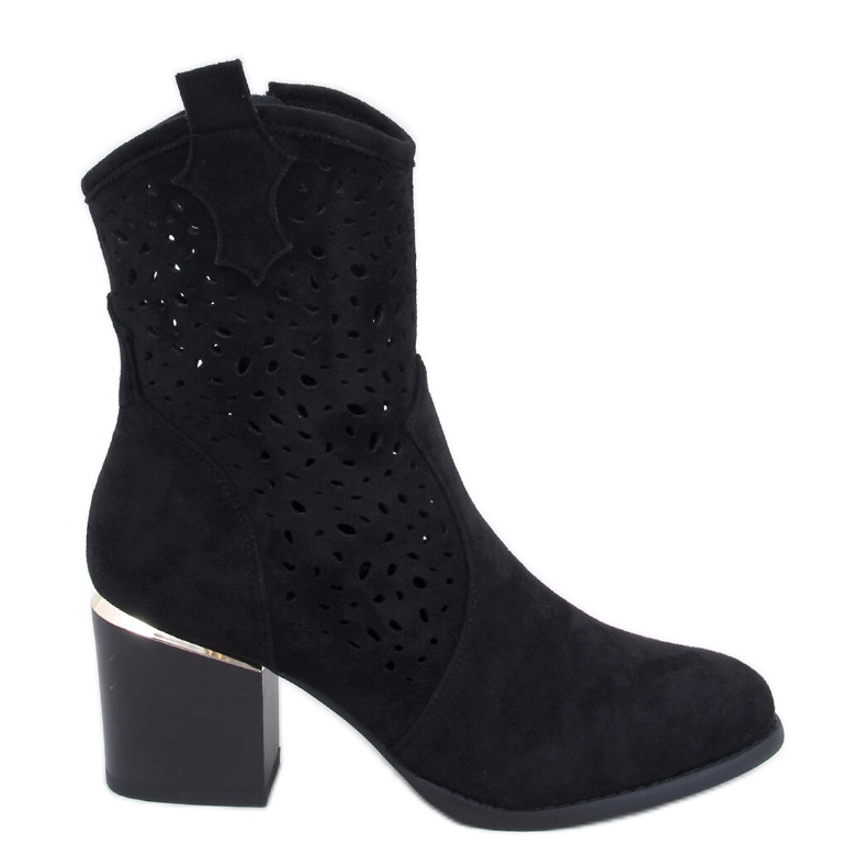 Antares Crne ažurne kaubojske čizme od brušene kože crno