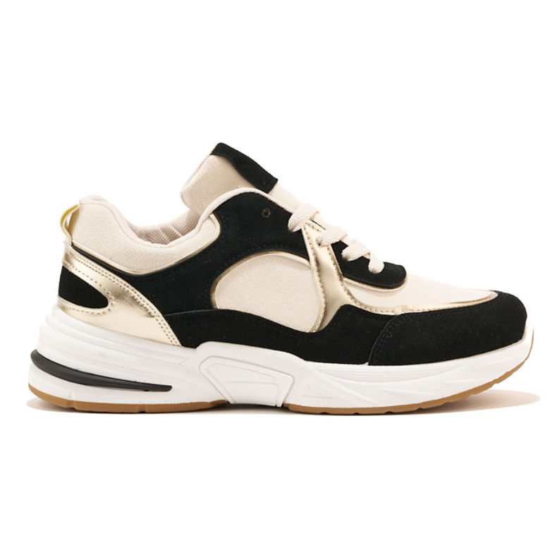 Crne i bež tenisice s debelim potplatom bijela