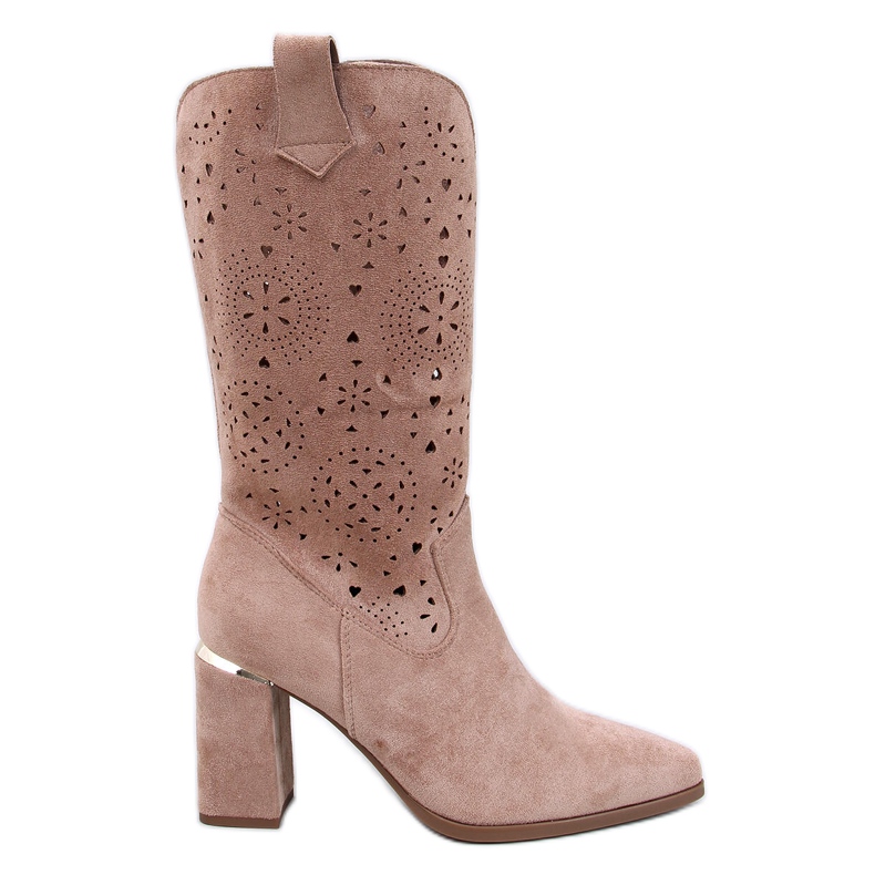 Strokes Kaki ažur čizme s visokom petom smeđa