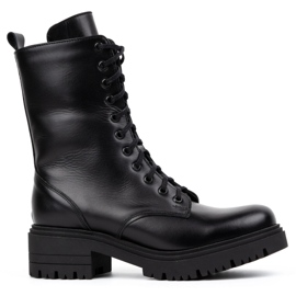 Olivier Ženske visoke kožne čizme 1064 crne crna