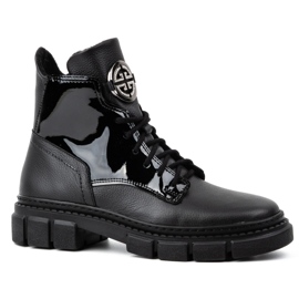 Olivier Ženske izolirane kožne zimske čizme 1169 crne crno