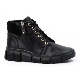 Olivier Ženske izolirane kožne zimske čizme 1180 crne crna