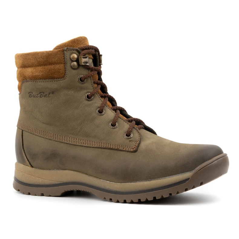 Olivier Ženske kožne trekking cipele s gležnjačama na vezanje, zimske 360BB, maslinaste zelena