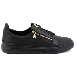 Muške cipele za slobodno vrijeme od prirodne kože POLBUT 2125, crne crna