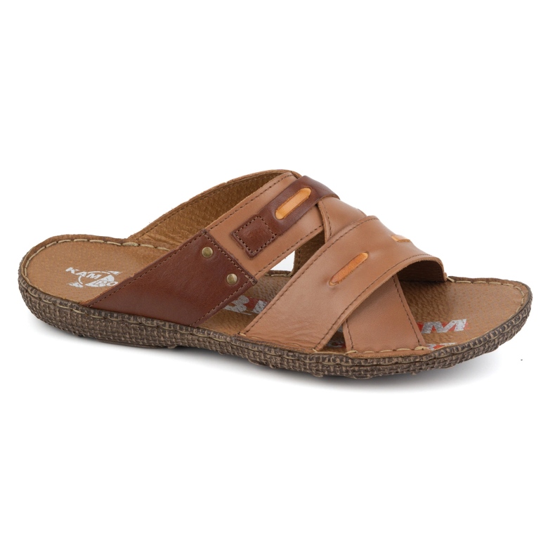 Kampol Muške kožne cross-kožne japanke 201/14 smeđe smeđa