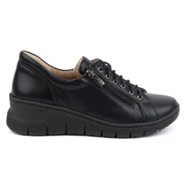 Olivier Ženske kožne cipele sa debelim đonom 1236, crne crno