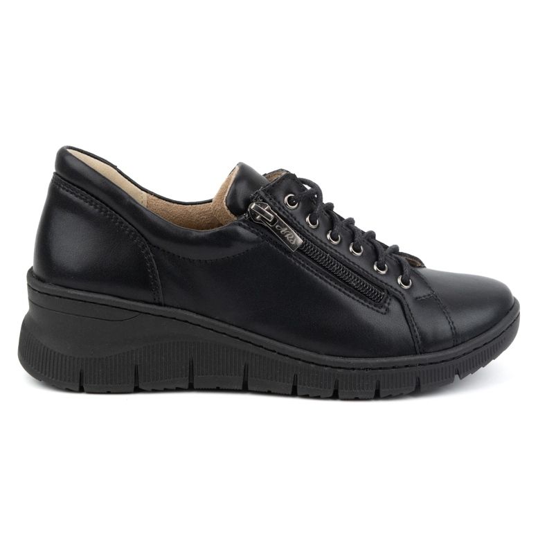 Olivier Ženske kožne cipele sa debelim đonom 1236, crne crno