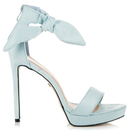 Ideal Shoes Sandale od antilopa s mašnom plava