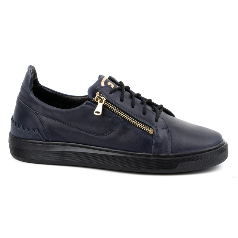 Muške cipele za slobodno vrijeme od prirodne kože POLBUT 2125, mornarsko plave boje plava