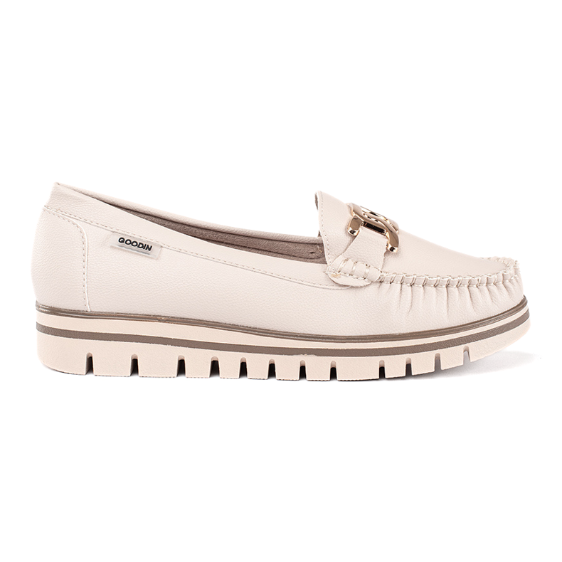 Bež ženske mokasine na platformu