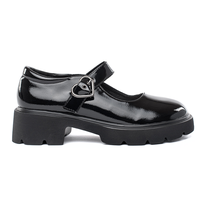 Lakirane crne mokasinke s debelim potplatom crno