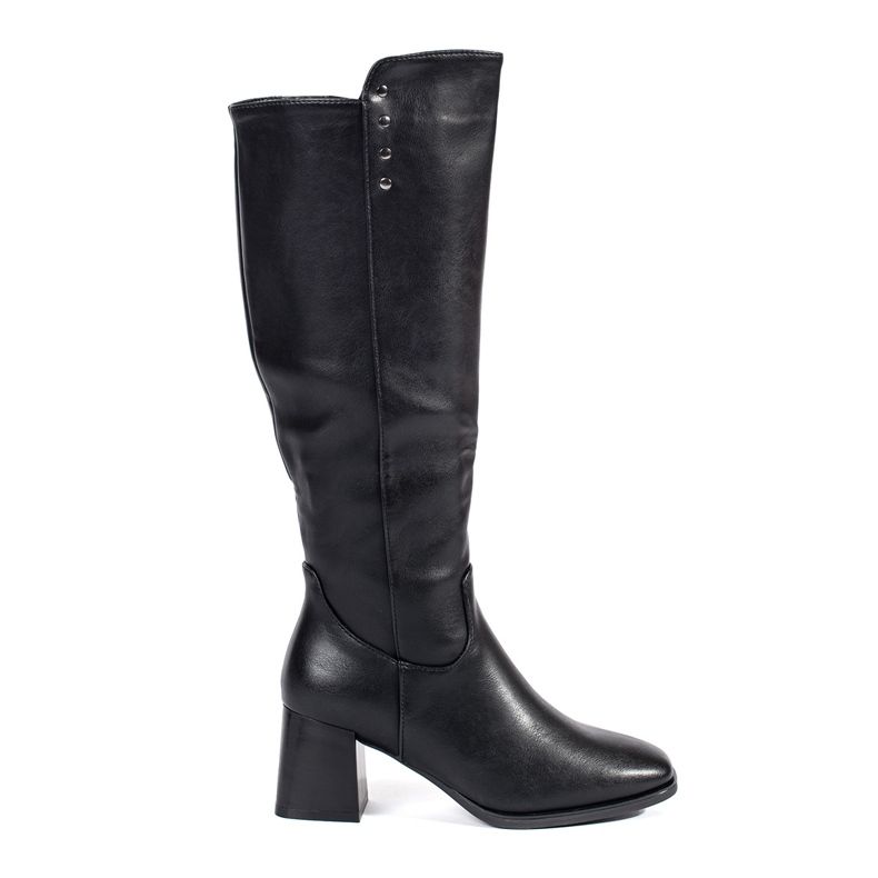 Crne čizme s visokom petom od brušene kože crno