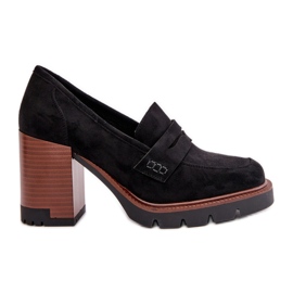 Ženske cipele na visoku petu od eko antilop crne Vinceza 58105 crna