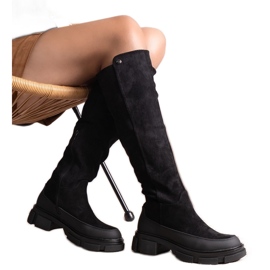 Crne čizme na masivnu petu, đurđevak crna