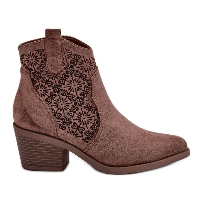 Ažurirane kaubojske čizme s patentnim zatvaračem od smeđe ekološke antilop kože S.Barski HY42-944 smeđa