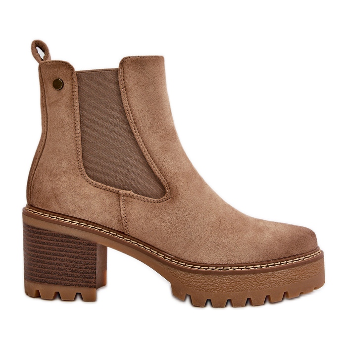 Ženske izolirane čizme na visoku petu Eco Suede Beige Irissinae bež