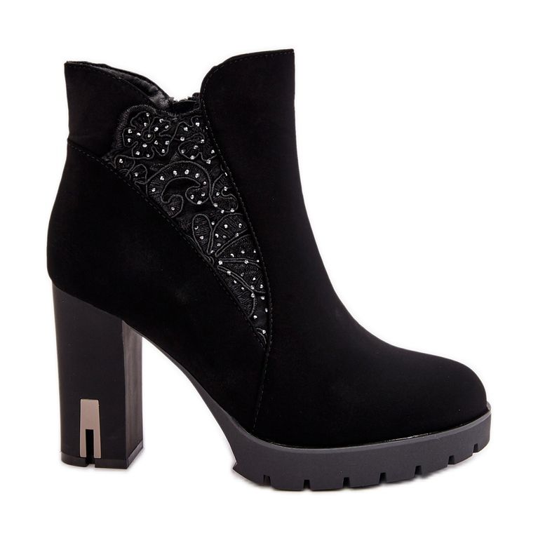 PS1 Izolirane ženske gležnjače na visoku petu s vezom, Black Verissae crno