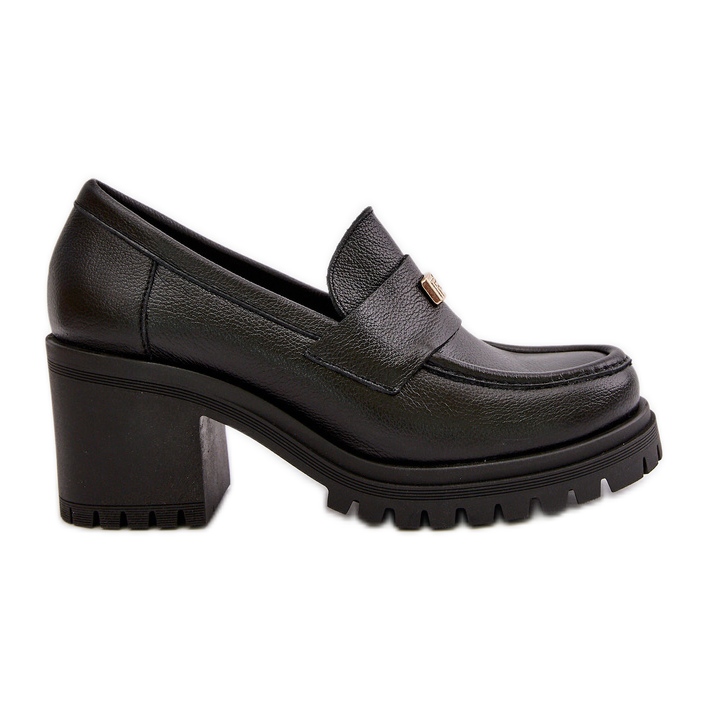 Zazoo 20168 Elegantne ženske cipele na visoku petu, prirodna koža, crne crno