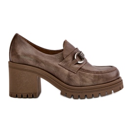 Zazoo 20175 Ženske cipele na visoku petu, prirodna koža, tamno bež