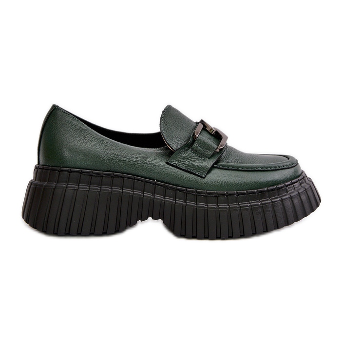 Zazoo 20176 Ženske mokasine cipele, prirodna koža, tamno zelena