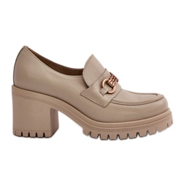 Zazoo 20175 Ženske cipele na visoku petu, prirodna koža, svijetlo bež