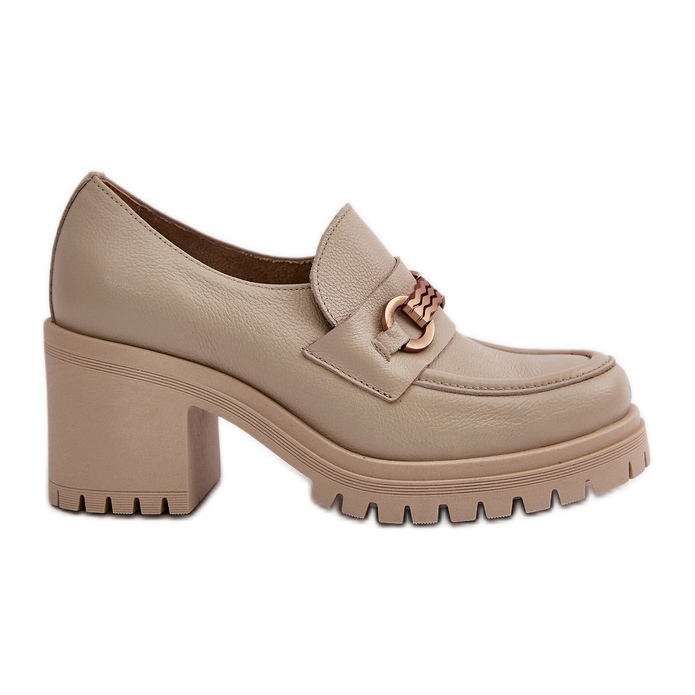 Zazoo 20175 Ženske cipele na visoku petu, prirodna koža, svijetlo bež