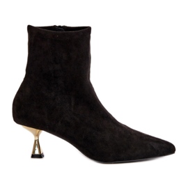 Eko antilop ženske čizme na visoku petu sa špicastim vrhovima, crne Irithare crna