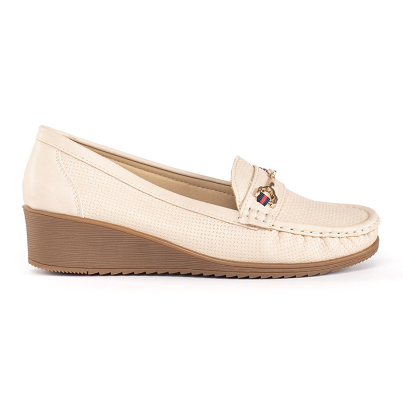 Krem mokasinke na wedge bež