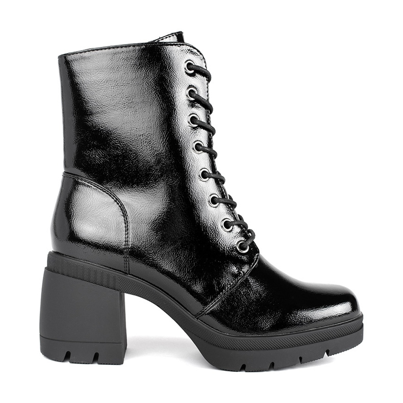 Visoke lakirane crne gležnjače na vezanje Sergio Leone crno