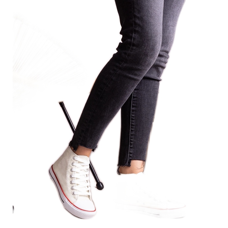 Bijele visoke tenisice od sjajne mrežice Ranifali bijela