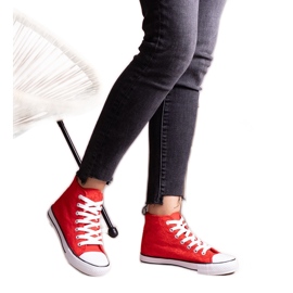 Bonifakima crvene visoke tenisice s čipkom crvena