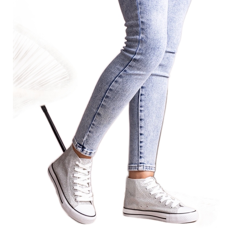 Srebrne sjajne visoke tenisice Ranifali srebro