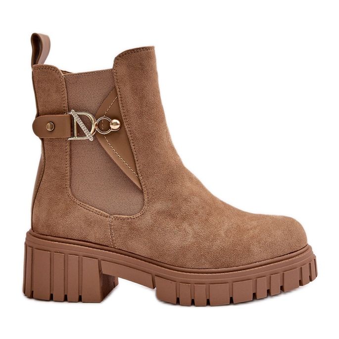 Eko antilop bež ženske izolirane čizme sa zlatnim detaljima Bervena